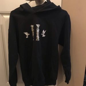 Black hoodie with white roses